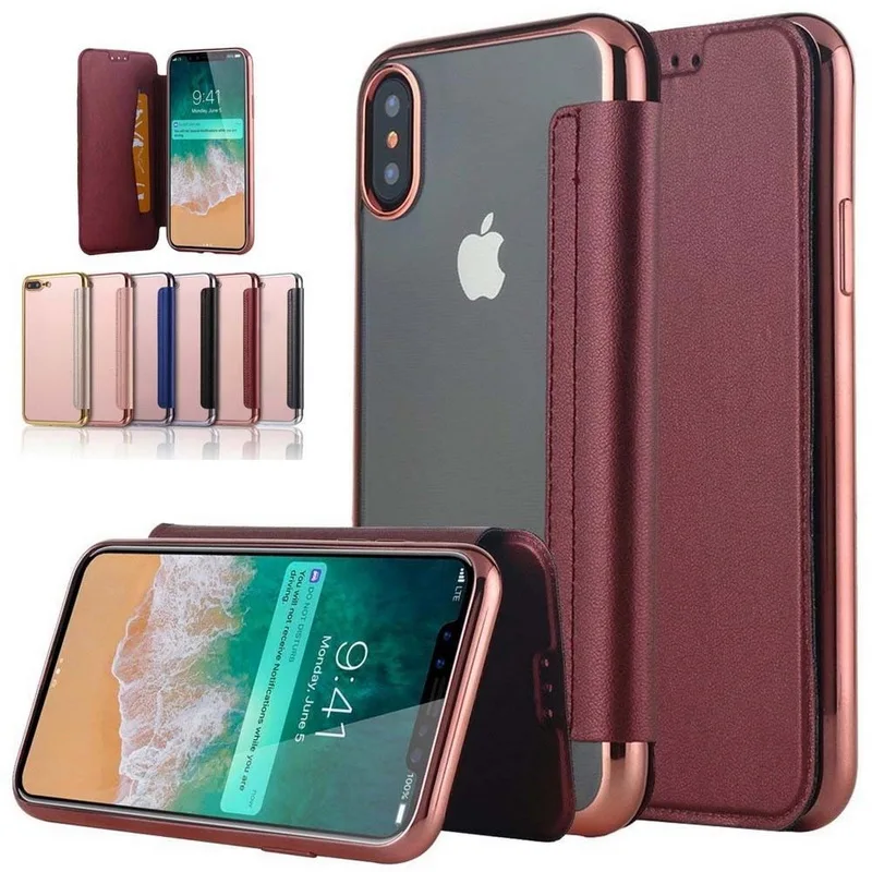 Роскошный кожаный флип-чехол для телефона чехол для iPhone 7 6 6S 8 Plus 5 5S SE прозрачный держатель для карт для iPhone X XR XS Max 11 Pro