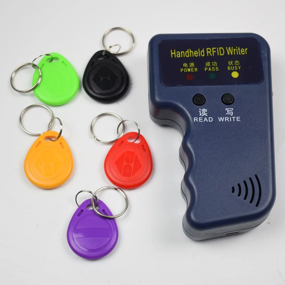 Оранжевый Ручной 125 кГц RFID Дубликатор Копир Писатель программист считыватель+ ключи+ карты EM4305 T5577 перезаписываемые ID брелки метки карты - Цвет: Оранжевый