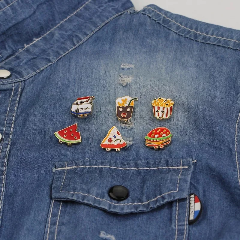 

Kids Fashion Cute Fruit Food Cartoon Brooch Pins Kawaii Pin Metal Brooch Badge For Clothes Jeans Jacket Decor DIY Craft Decor
