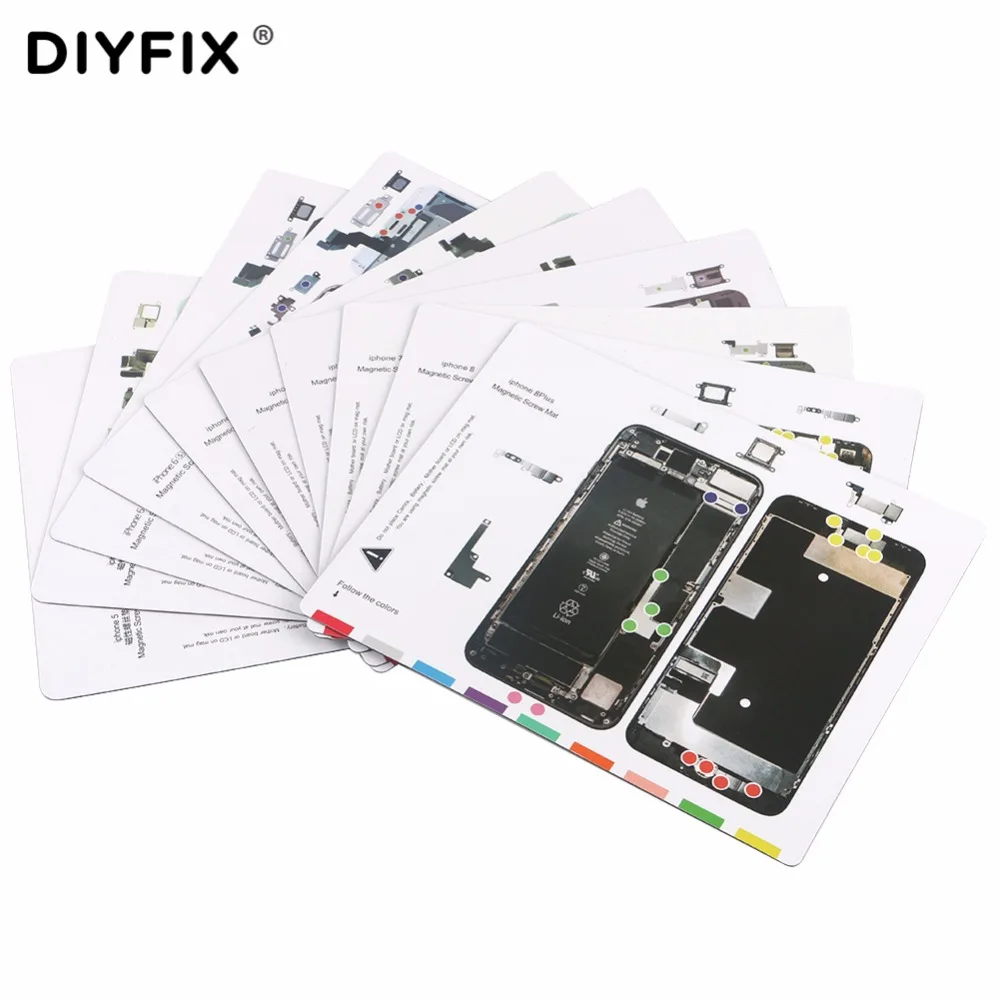 DIYFIX 10 шт. Магнитный винтовой коврик для iPhone 7 8 Рабочий 5 5S 6 6s Plus Набор инструментов