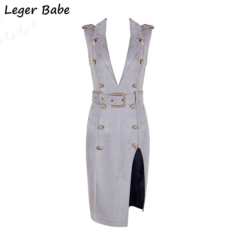 Leger babвечерние e 2019 дизайнер окунуться декольте Кнопка Extreme разделение Глубокий V