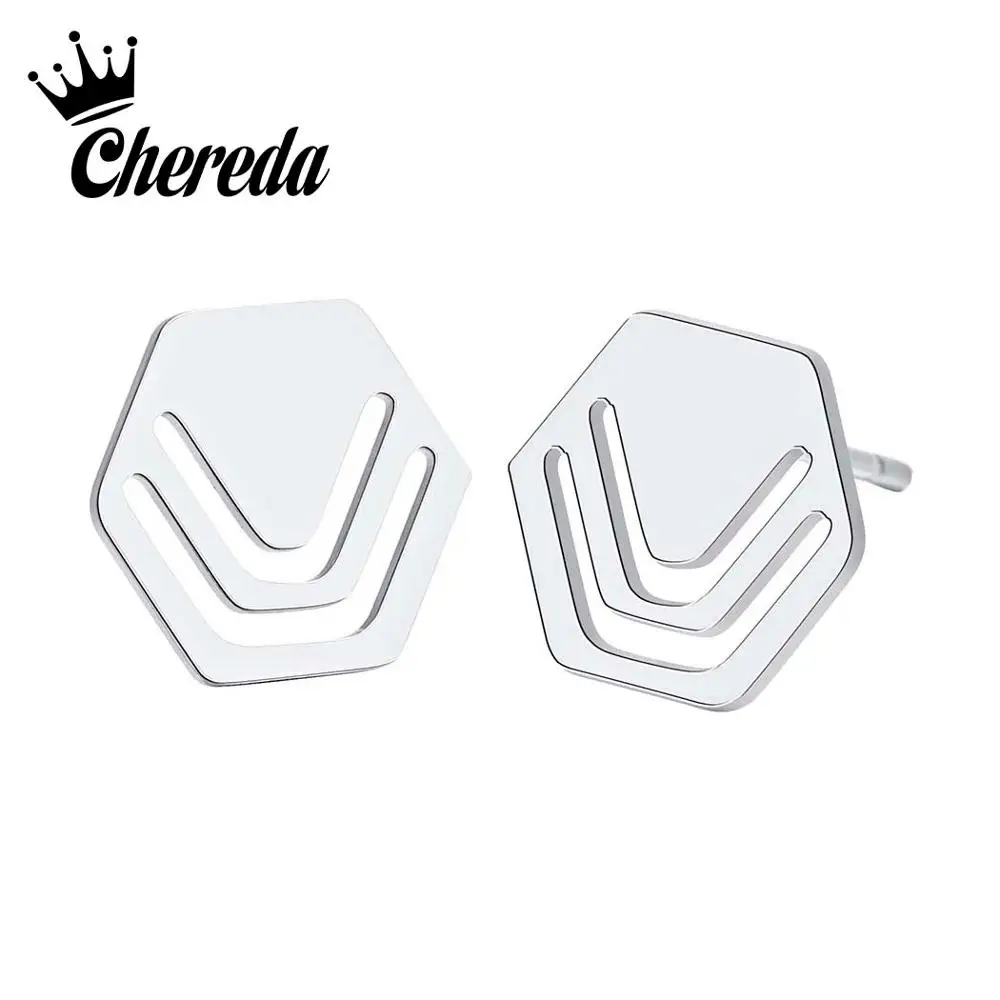 Женские серьги-гвоздики с шестигранной головкой Chereda золотистые и Серебристые