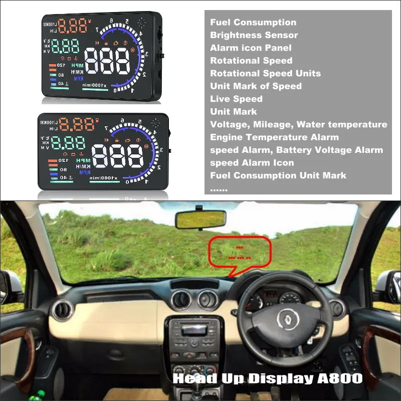 For Renault Megane/Clio/Kadjar/Trafic Car HUD Head Up Display Auto Professional Electronic Accessories Driving Speed Alarm