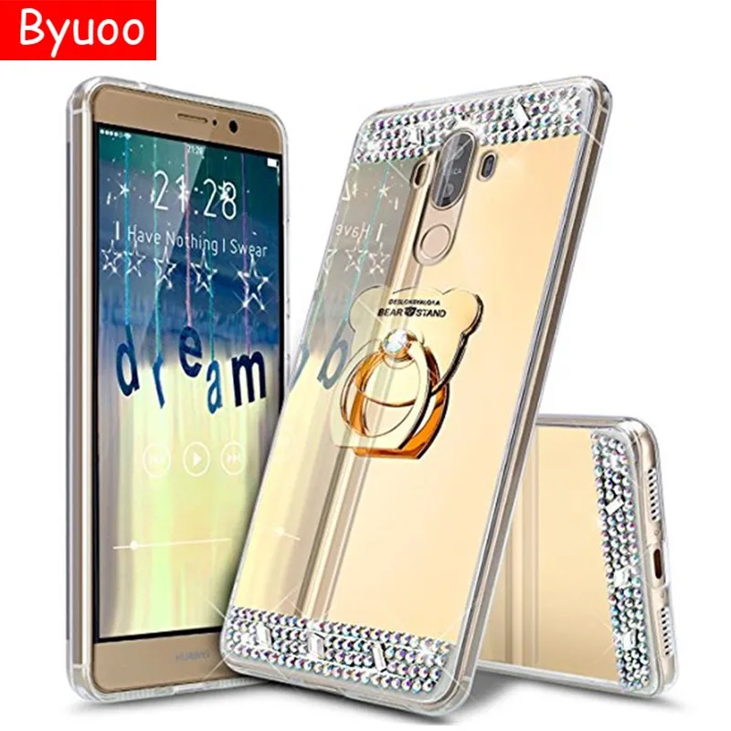 Зеркальный чехол Bling Cover &amp Ring holder Для Huawei P20 Pro P8 P9 P10 Lite PLUS Honor 10 8A V20 7c 7a 6X 8 20 5X 6A 7X Y6 2019