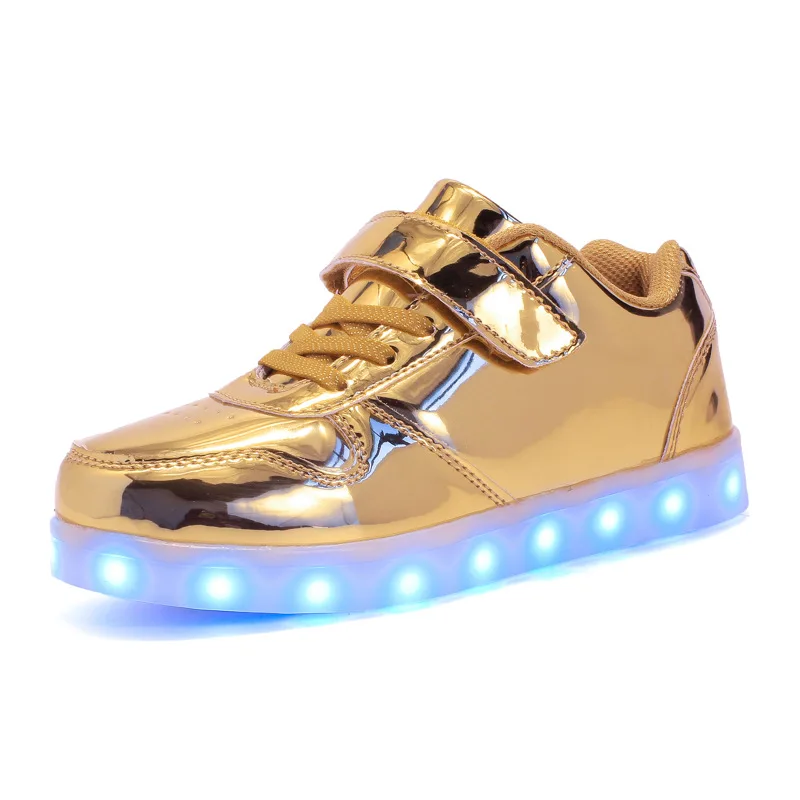 Size25-37/USB зарядки для мальчиков обувь с подошвой Enfant светодиодные светящиеся
