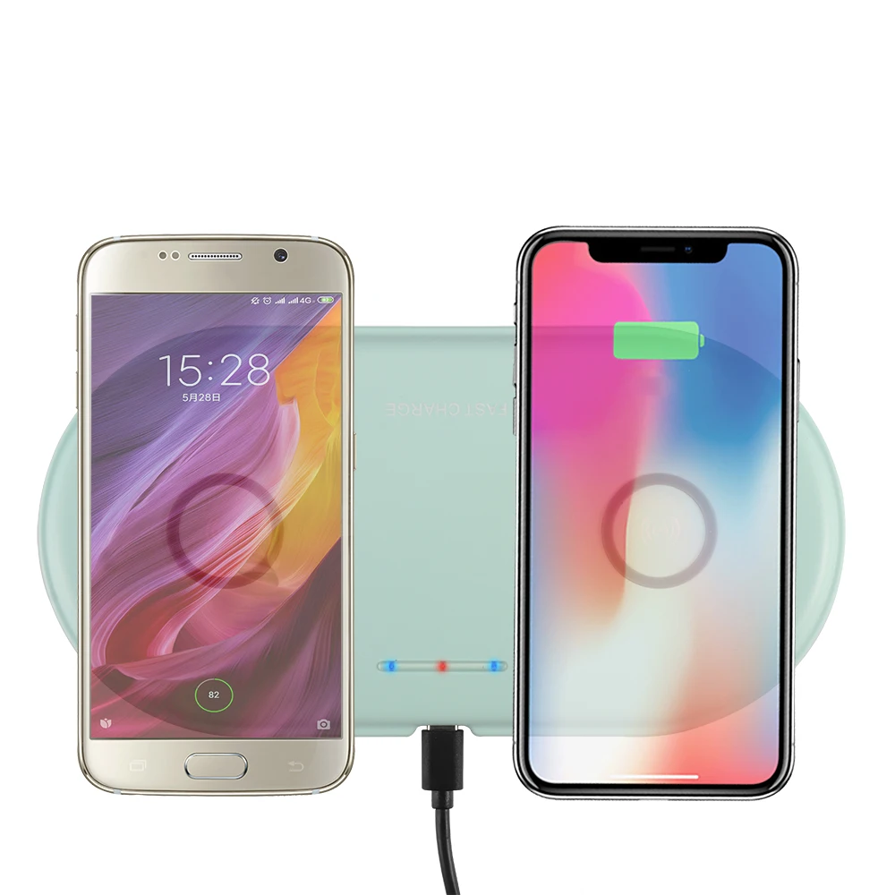 2 In 1 Dual QI Wireless Charger Fast Charging Pad Quick Charge For IPhone 8 10 X Samsung Galaxy S9 S8 S7 Edge Note8 Note9 | Мобильные