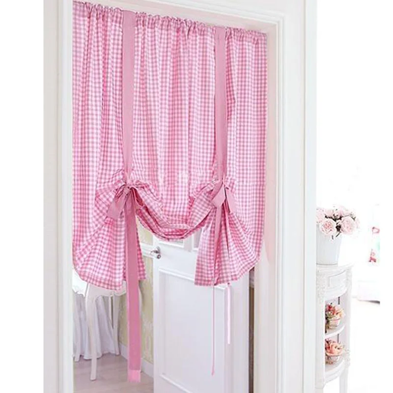 Кухня Короткие шторы клетчатые римские жалюзи двери занавески Pelmet Liftable оконные