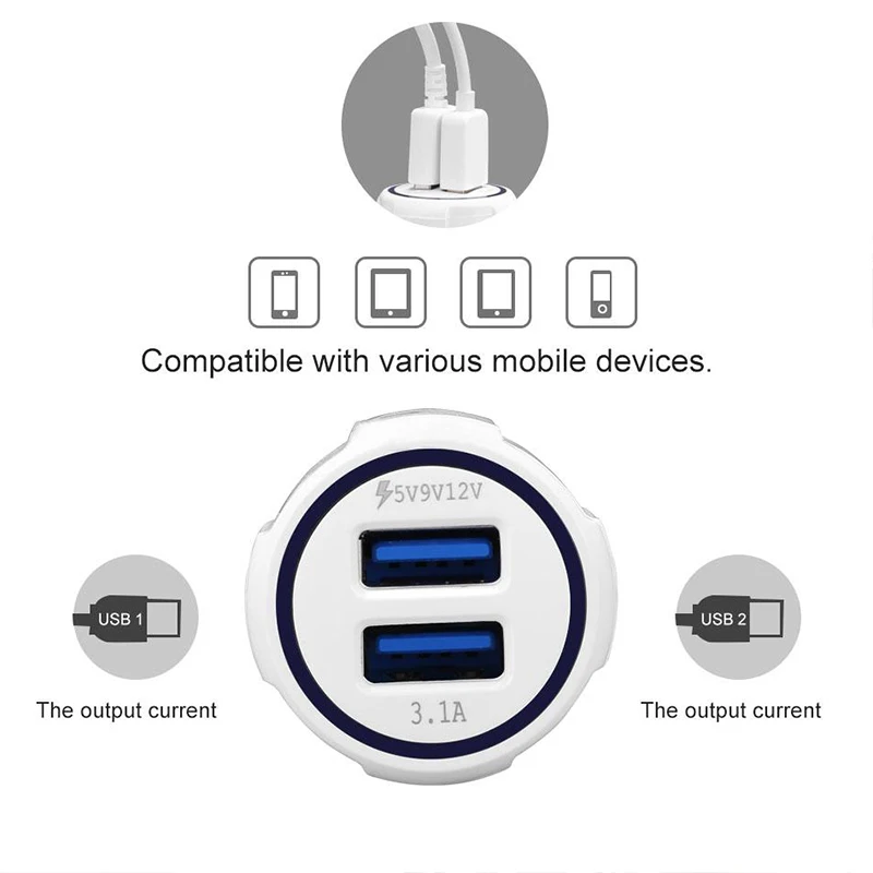 Автомобильное зарядное устройство с 2 USB портами для быстрой зарядки 3 0|Зарядные