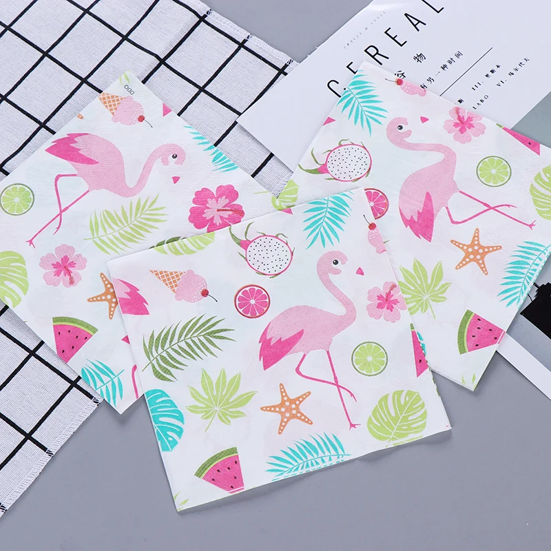 20 винтажных салфеток бумажные салфетки с принтом фламинго цветок питая фрукты