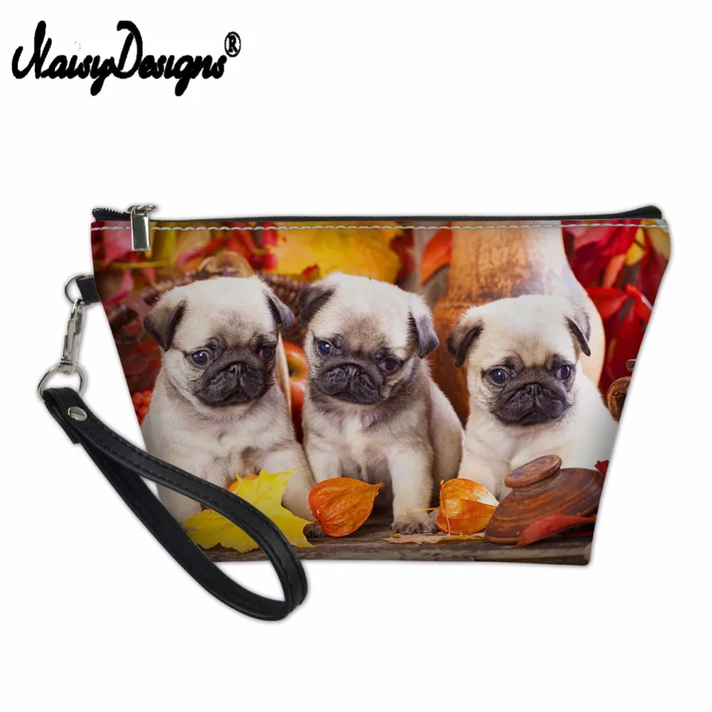 Женские косметички чехлы для макияжа милые животные мопс собака пенал девочек