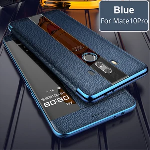 for huawei mate 10 pro 9 pro genuine leather case phone protection windows view true flip leather case cover for huawei mate 10 free global shipping