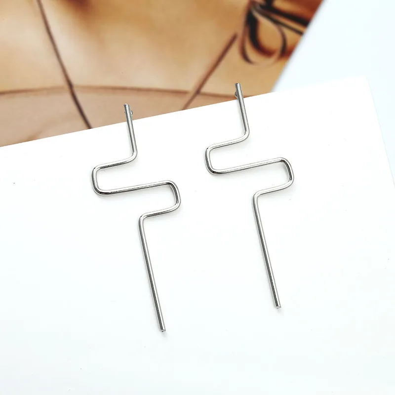 Unique Design Gold Silver Earrings Simple Minimalist Korean Style Jewelry Wire Drop For Women Brincos Fashion Gifts | Украшения и