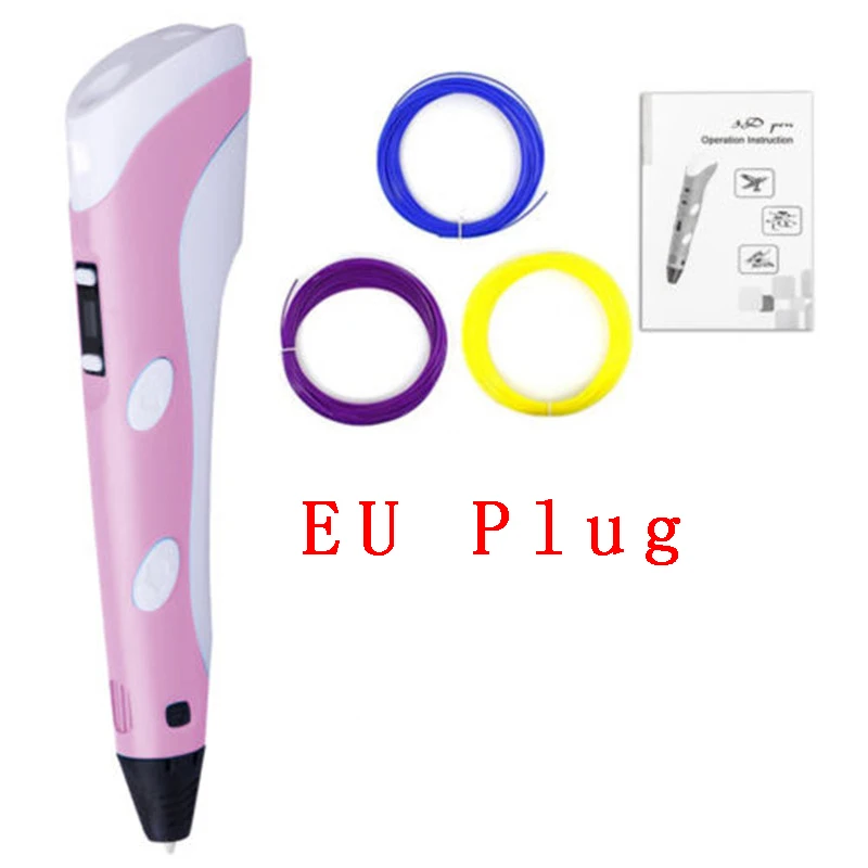 pink EU Новинка года, креативные ручки 2-го поколения с 3D печатью, Интеллектуальный рисунок, 3D Ручка с ABS нитью, 3D Лучший подарок для детей - Цвет: pink EU