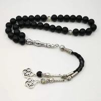 natural frosted black agates tasbih with moonstone mans misbaha special gift eid al adha 33 45 66 99 prayer beads bracelets