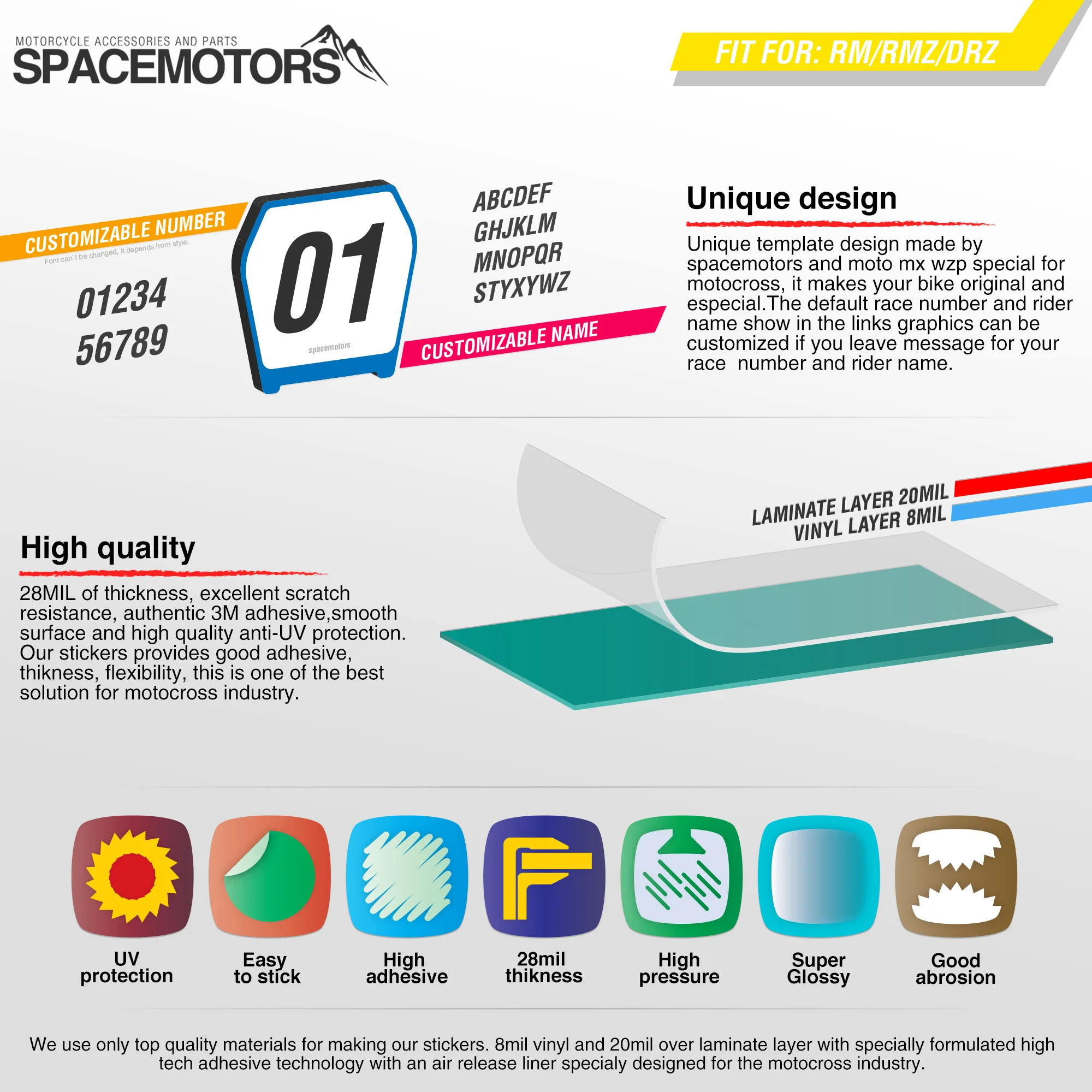 

MotoSpace Team Graphics Backgrounds Decals 3M Custom Stickers For SUZUKI RMZ250 04-18 RMZ450 08-17 RM125/250 03-08 019