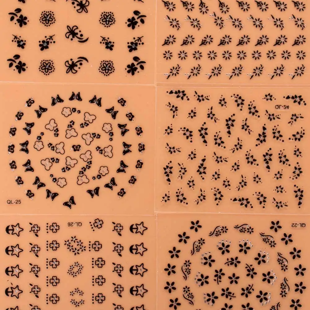 Новая мода 10 листов смешанных цветов 3D Цветочный дизайн наклейки для дизайна