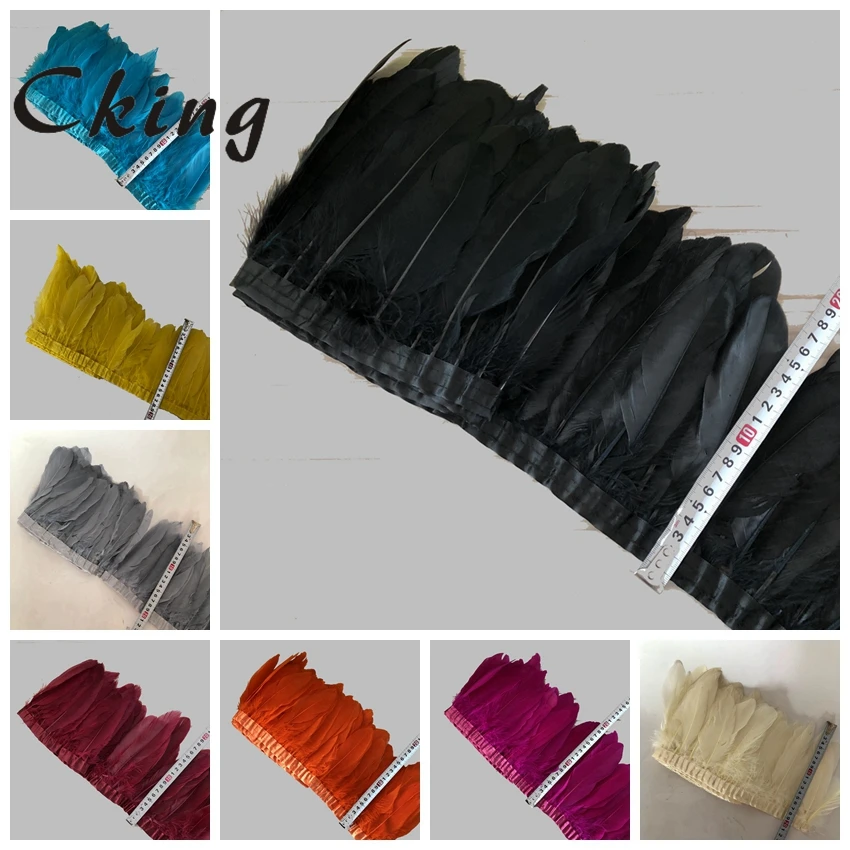 

Price of 6 Yard Goose feather trimming 6-8inch width 27 colors available duck feahter trims