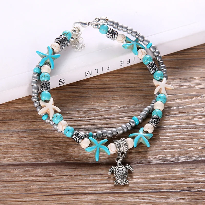 FGHGF богемный несколько слоев Starfish черепаха бисер браслеты для Для женщин Винтаж