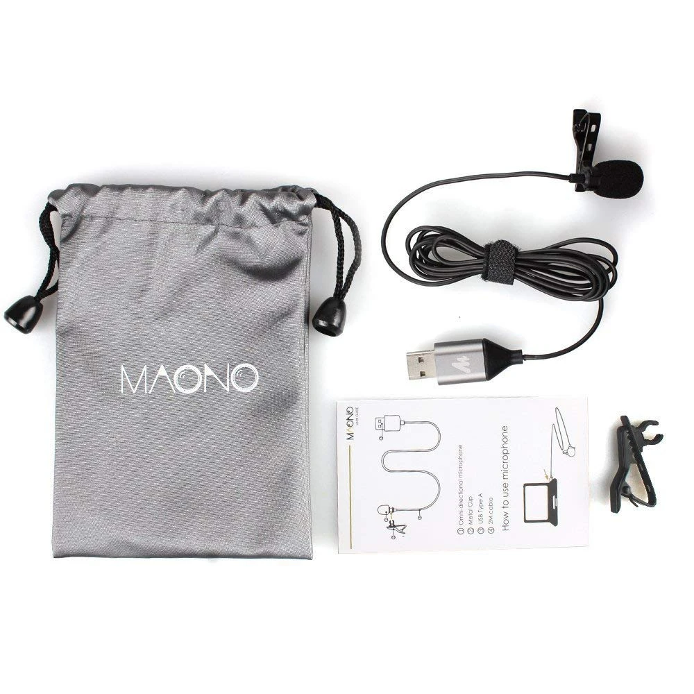 MAONO USB 2,0 Микрофон с отворотами, микрофон с прищепкой на воротнике, громкая связь, 6 м, мини петличный микрофон для компьютера, ПК, ноутбука