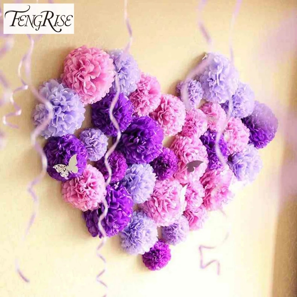 5 шт. 20 см ткани Бумага Pom Poms Свадебные украшения шарики из искусственных цветов