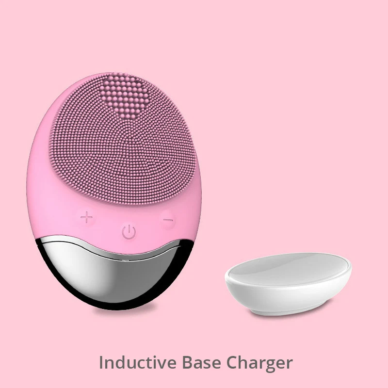 Inductive Pink Электрическая звуковая щетка для очистки лица глубокая чистая маска от черных точек угрей удаление остатков макияжа USB Rechagrgeable силиконовая кисть для лица - Цвет: Inductive Pink