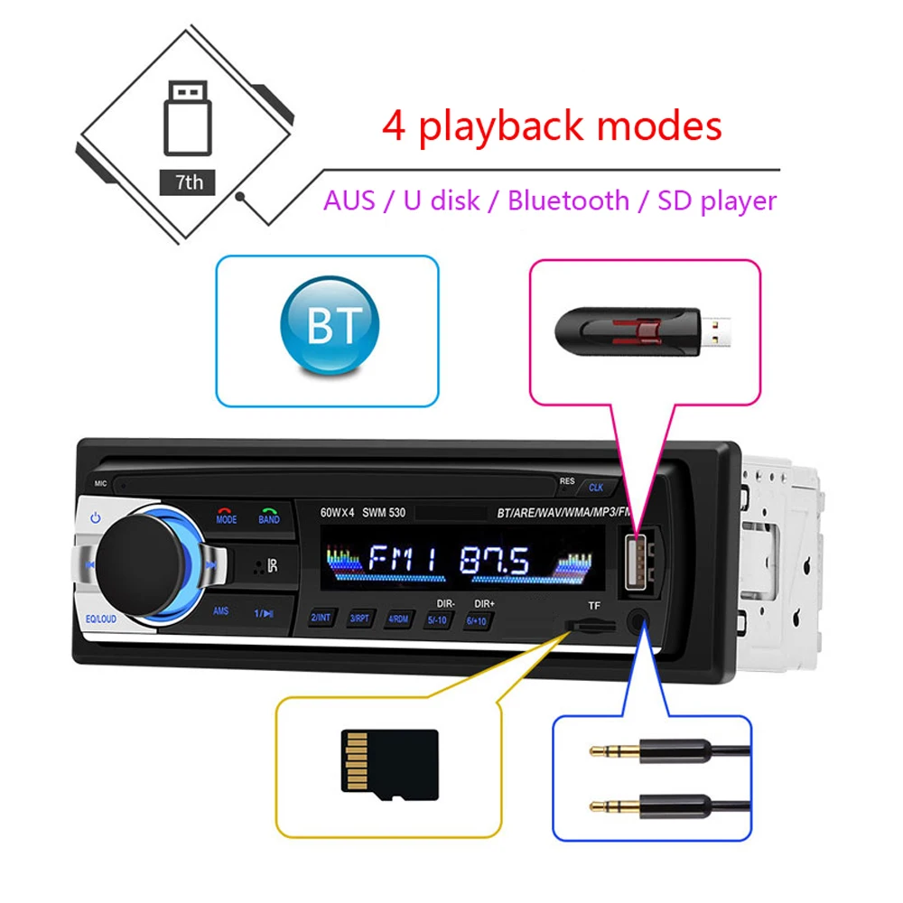 SGMW Foton View big truck Autoradio Car BT стерео радио FM Aux вход приемник SD USB 12V In dash 1 din