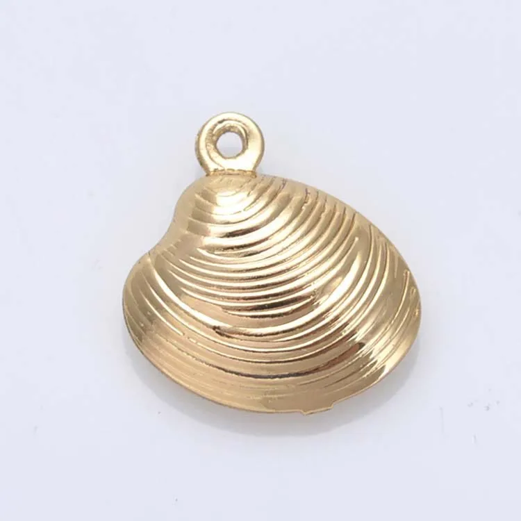 

20pcs DIY accessories gold scalloped hanging pendant Copper plating necklaces garment charm