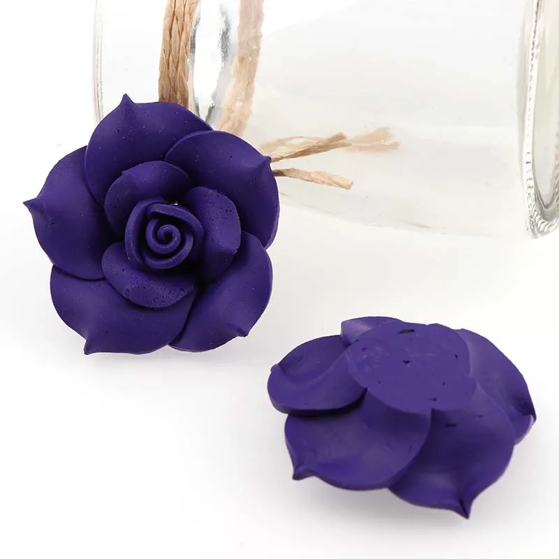 Dark purple Большой размер, 5 шт., 40 мм, цветная Полимерная глина для изготовления игрушек, розовые цветы, подходят для самостоятельного изготовления волос - Цвет: Dark purple