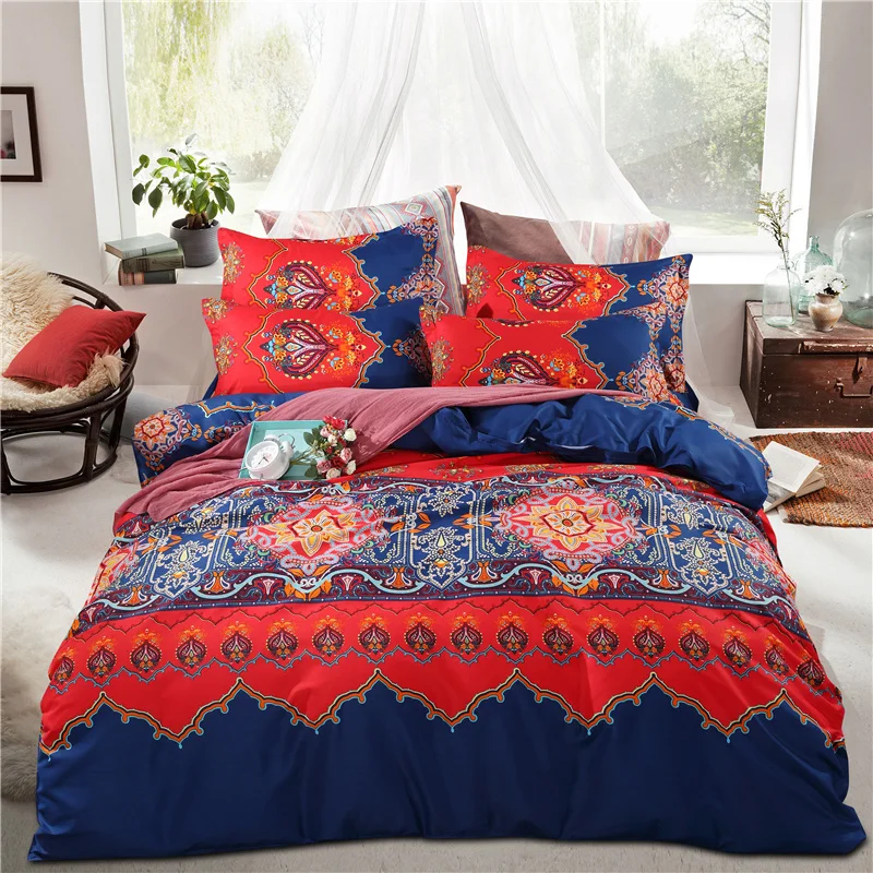 Bohemian Designer Bedding Sets Floral Printing Mandala 4pcs Boho Style Duvet Cover Bed Sheet&ampPillowcases Linen | Дом и сад