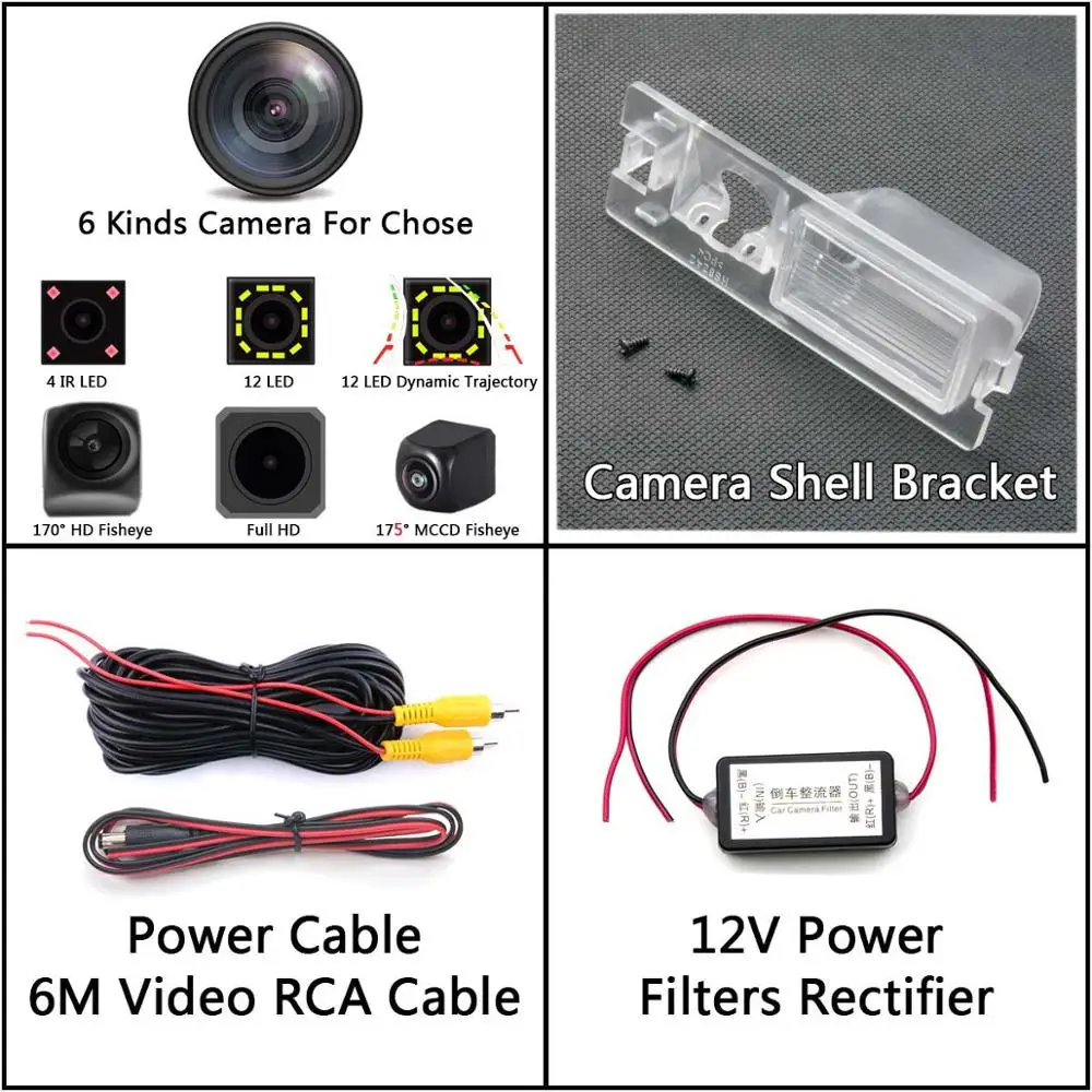 Camera with Filters 175 градусов MCCD рыбий глаз 12LED HD камера заднего вида для Fiat Avventura Grand Siena Ritmo Croma Bravo Brava Grande Punto Car - Название цвета: Camera with Filters