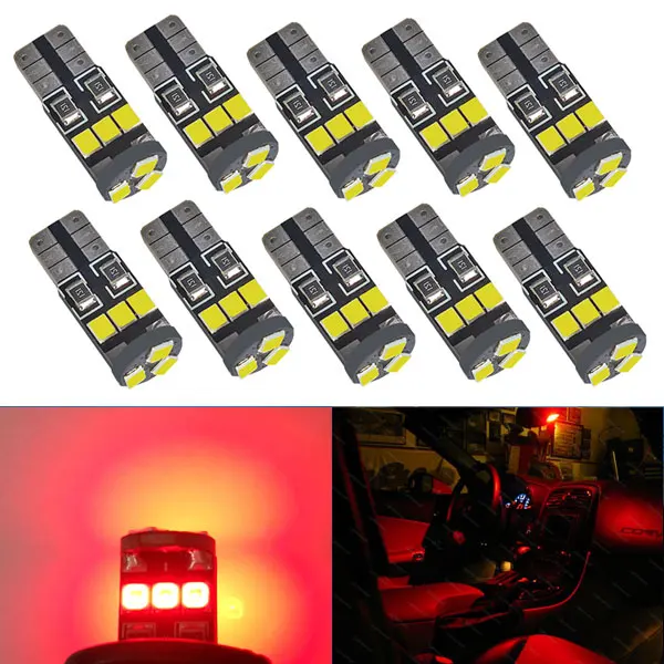 Красный 10 шт. W5W 194 168 светодиодный лампы 2835 9SMD светодиодный свет лампы белого цвета красный, синий, белый Янтарный DC12V vanssi - Испускаемый цвет: Красный
