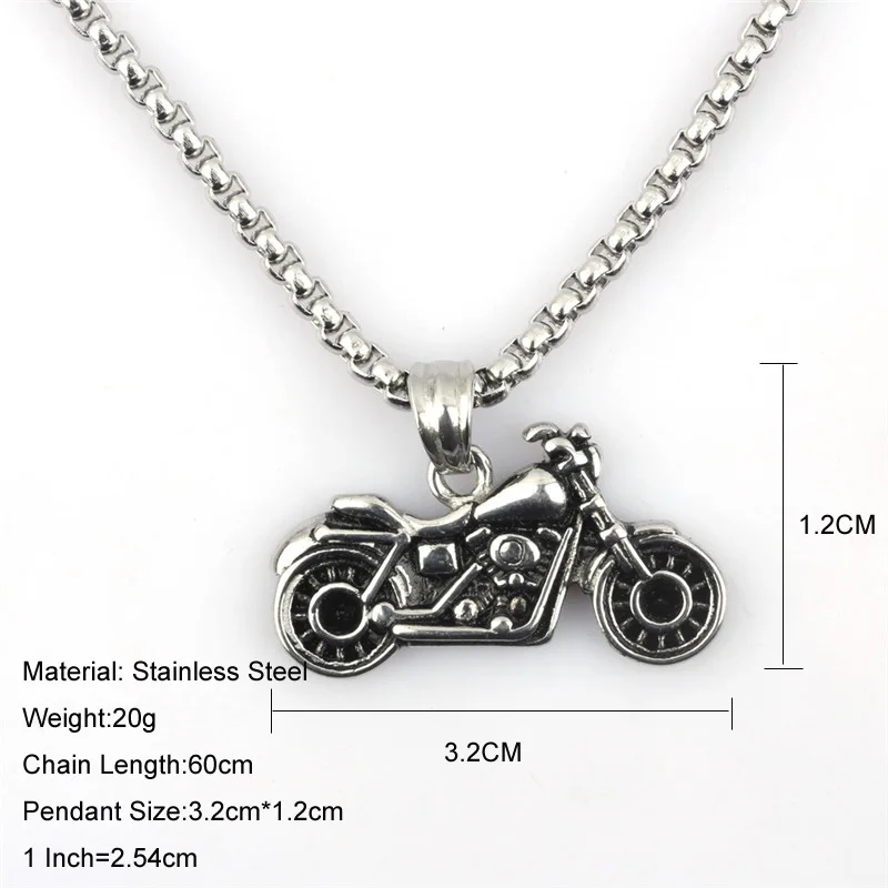 

Personalized Motorcycle Pendant Chain Biker Punk Gothic Necklace For Men Vintage Stainless Steel Chain Handmade Jewelry