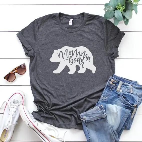 Женская футболка с коротким рукавом и принтом в виде медведя|Футболки| |