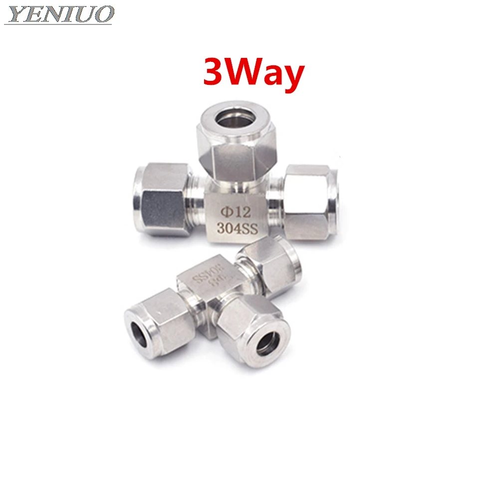 2Way 3Way 4Way 3 4 6 8 10 12 мм трубы OD 304 SS из нержавеющей стали двойной наконечник соединительные фитинги