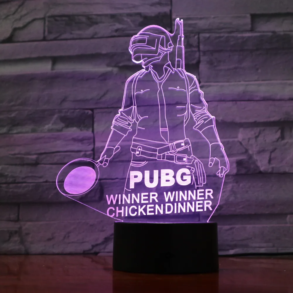 Крутой новый мировой хит FPS игровой плеер неизвестная 3D лампа PUBG Winner Chicken dinner 7