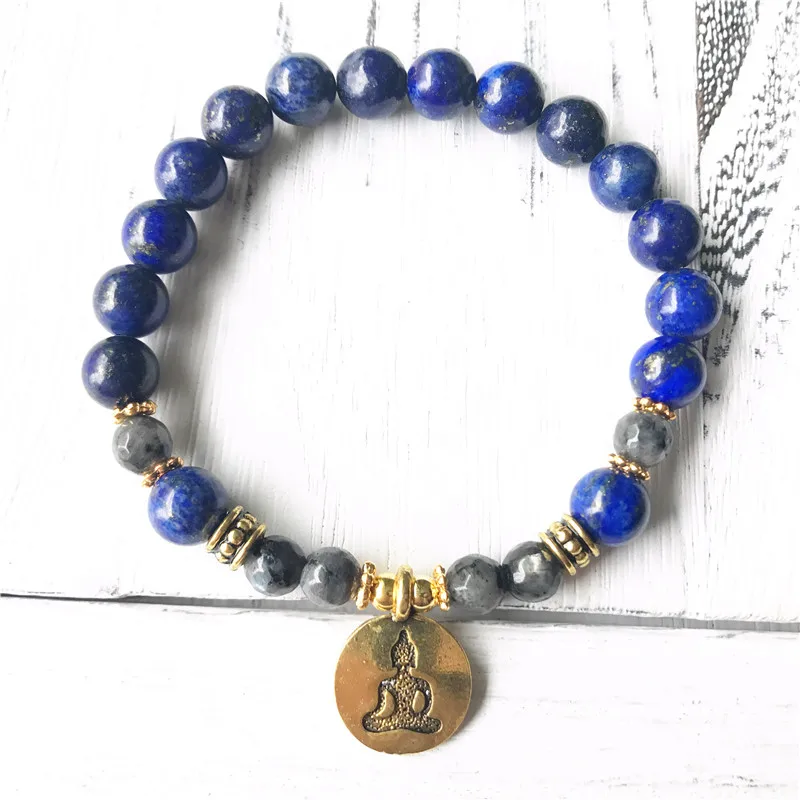 Новый стиль 2019 браслет из натурального лазурита и малы Будды йоги модный