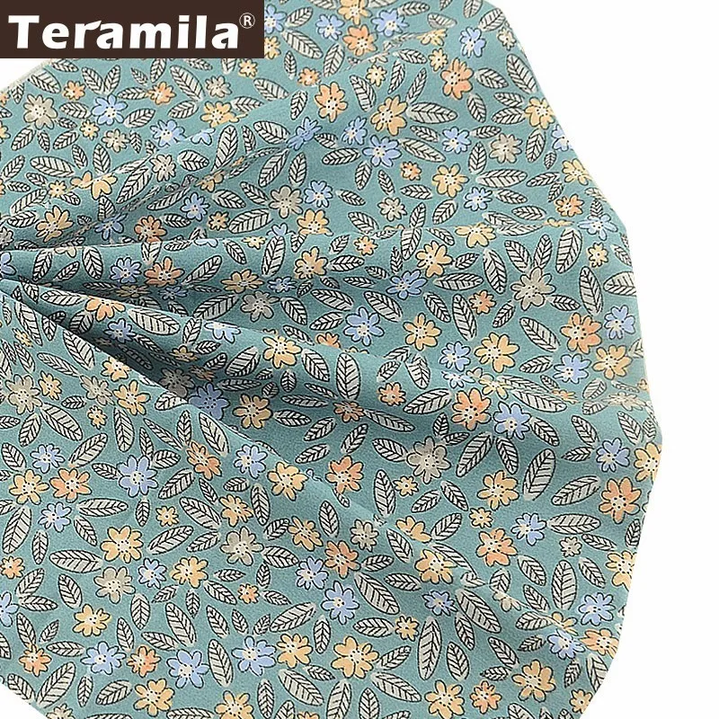 Ткань Teramila с дополнительным размером зеленая ткань 100% хлопок для шитья цветочная