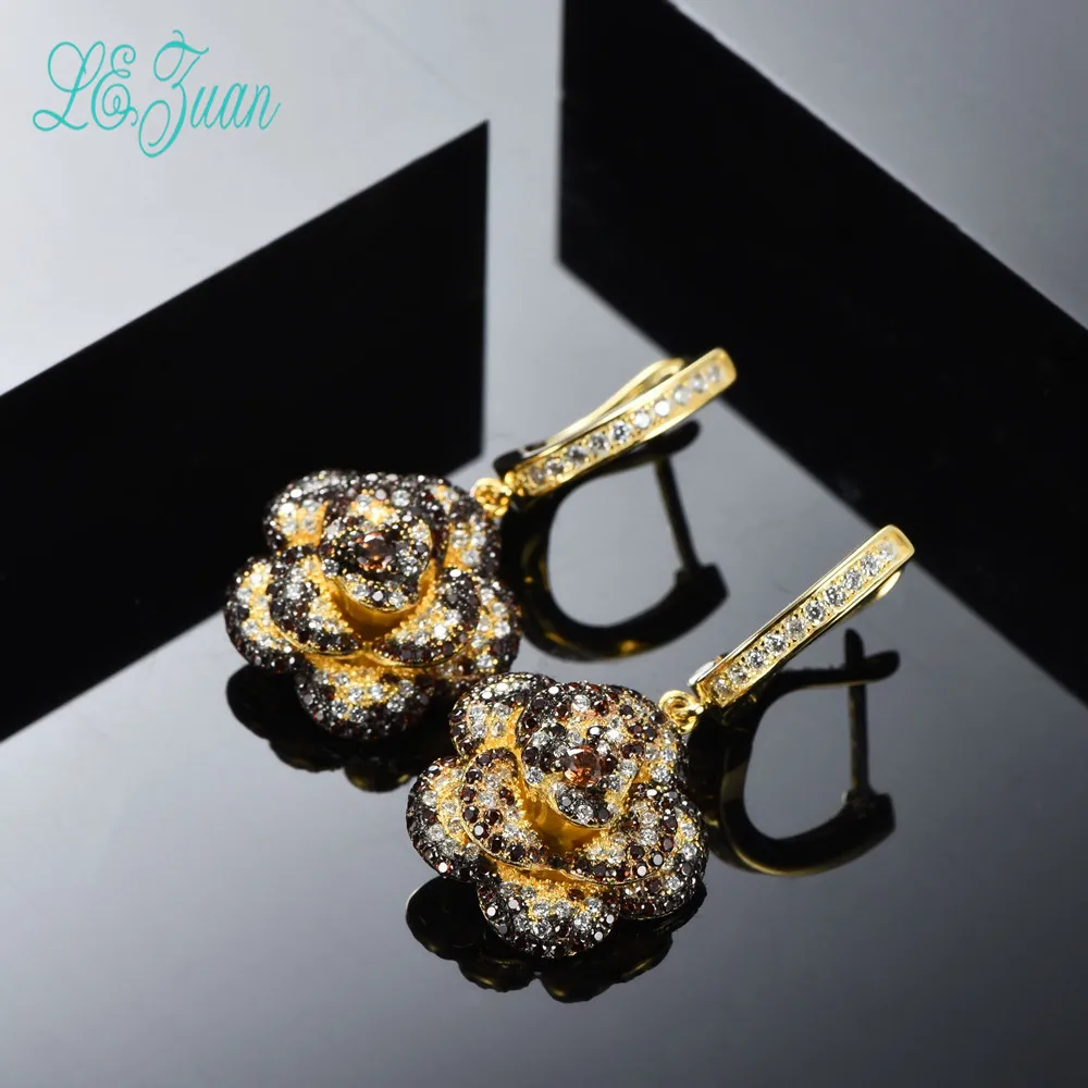 L & Цзуань 925 пробы серебряные серьги цветок красивая барокко Стиль Разноцветные