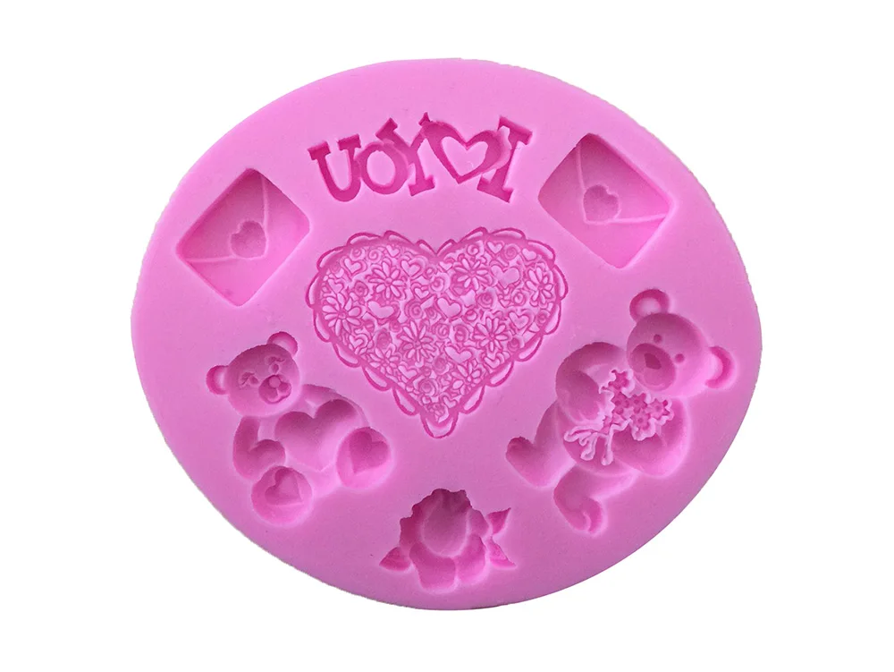 1PCS Bear Love Envelope Shape Cake Mold Decorating Tools Liquid Silicone For Fondant E111 | Дом и сад