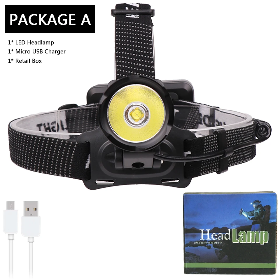 Package A Мощный 4291lm XHP70 XHP50 светодиодный налобный фонарь, налобный фонарь с увеличением, фонарь с аккумулятором 18650, Перезаряжаемый USB фонарь - Испускаемый цвет: Package A