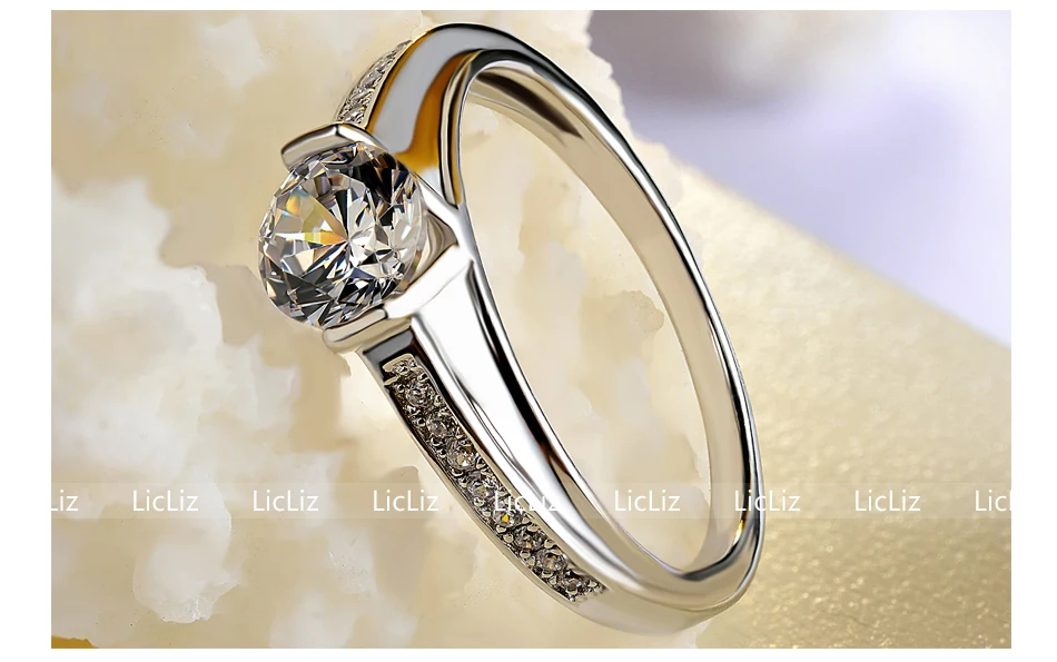 LicLiz 0.5ct кубический циркониевый солитер обручальное кольцо из стерлингового серебра 925 пробы CZ кольцо вечности для женщин Ringer Mujer LR0408