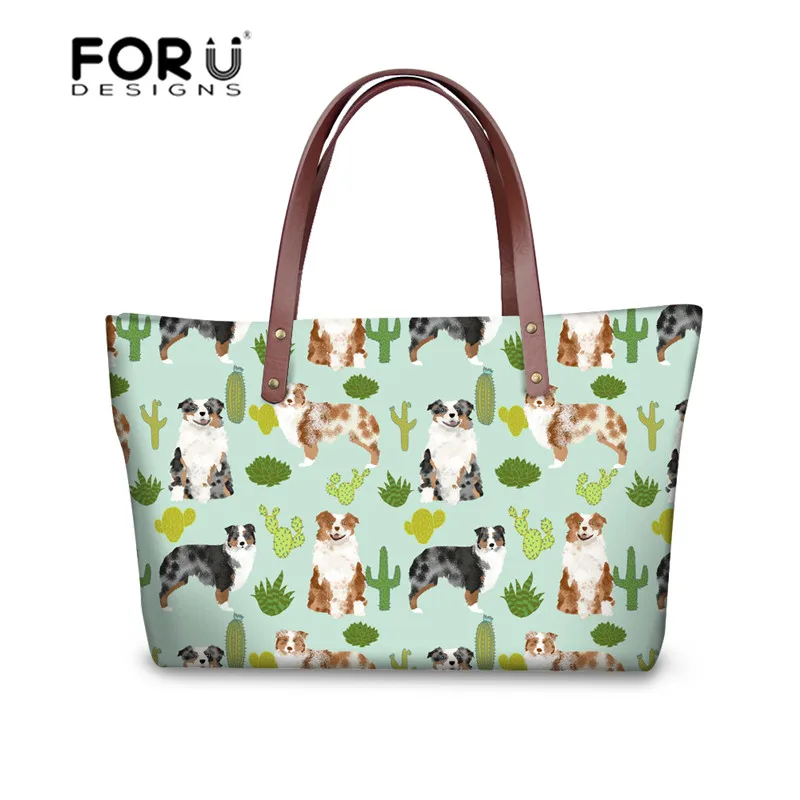FORUDESIGNS/сумки с короткими ручками для женщин Австралийская овчарка принтом