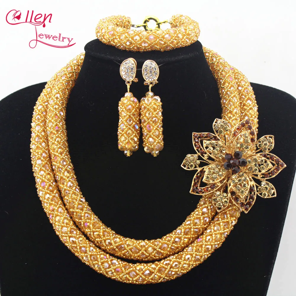 Красочные драгоценные нигерийские Свадебные африканские бусы комплект