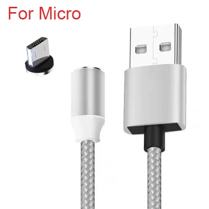 Silver For Micro USB Магнитный зарядный кабель Sarika S03 360 для iPhone 5, 5S, 6, 6 S, 7, 8 Plus, X, XS, быстрая зарядка, кабель Micro USB type-C, Магнитный зарядный кабель - Цвет: Silver For Micro USB