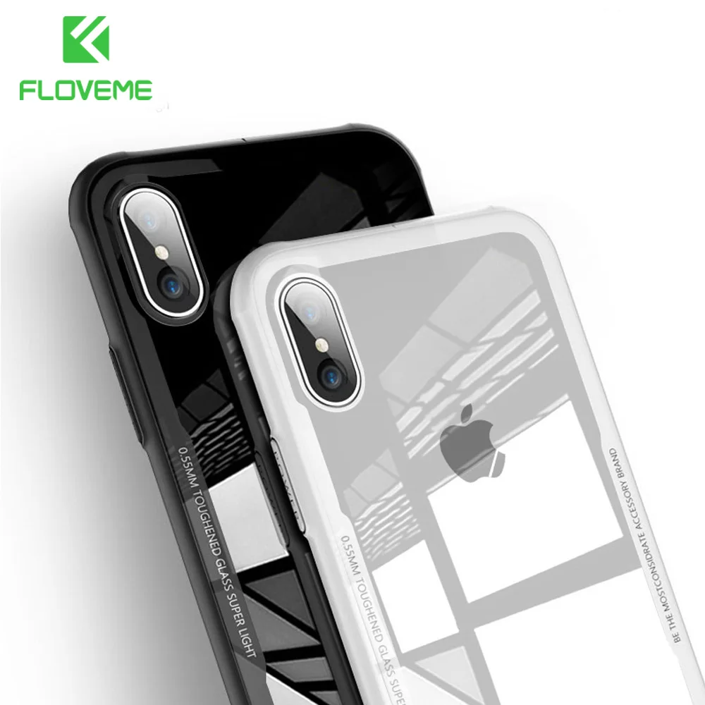 FLOVEME чехол для телефона из закаленного стекла iPhone12 X Xs прозрачное защитное стекло