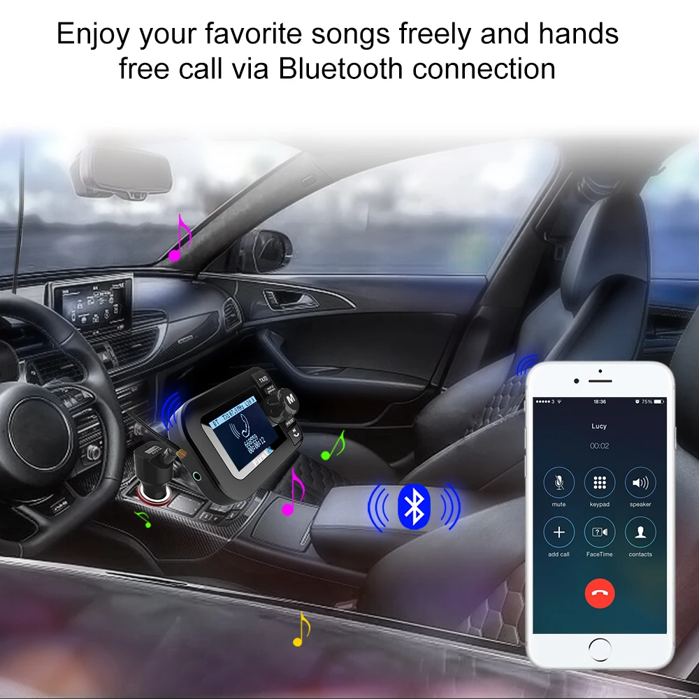 Цифровое радио в автомобиле DAB/DAB + с FM передатчиком 87 6 107 9 МГц 2 3 дюймовый ЖК экран