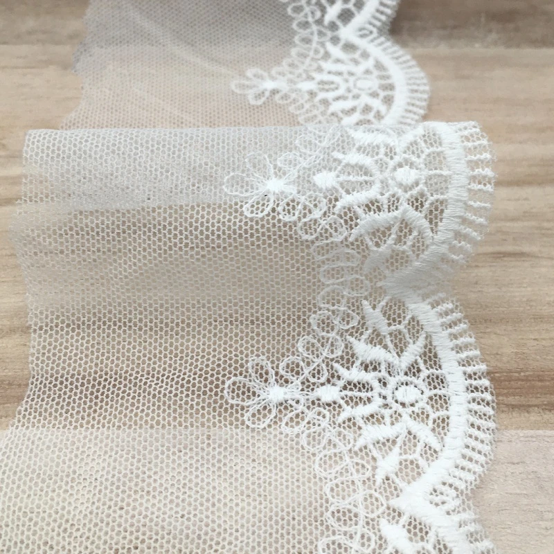 Кружевная ткань 2 ярда белая черная из полиэстера с вышивкой узоры Одежда Ткань