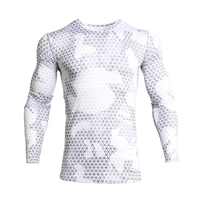jogging t shirt long sleeved compression shirt mens white quick drying fitness training stretch shirt running spandex tights
