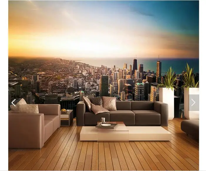 

3D photo wallpaper custom 3d wall mural wallpaper City scenery is now 3D stereo TV background wall 3d living room decoration