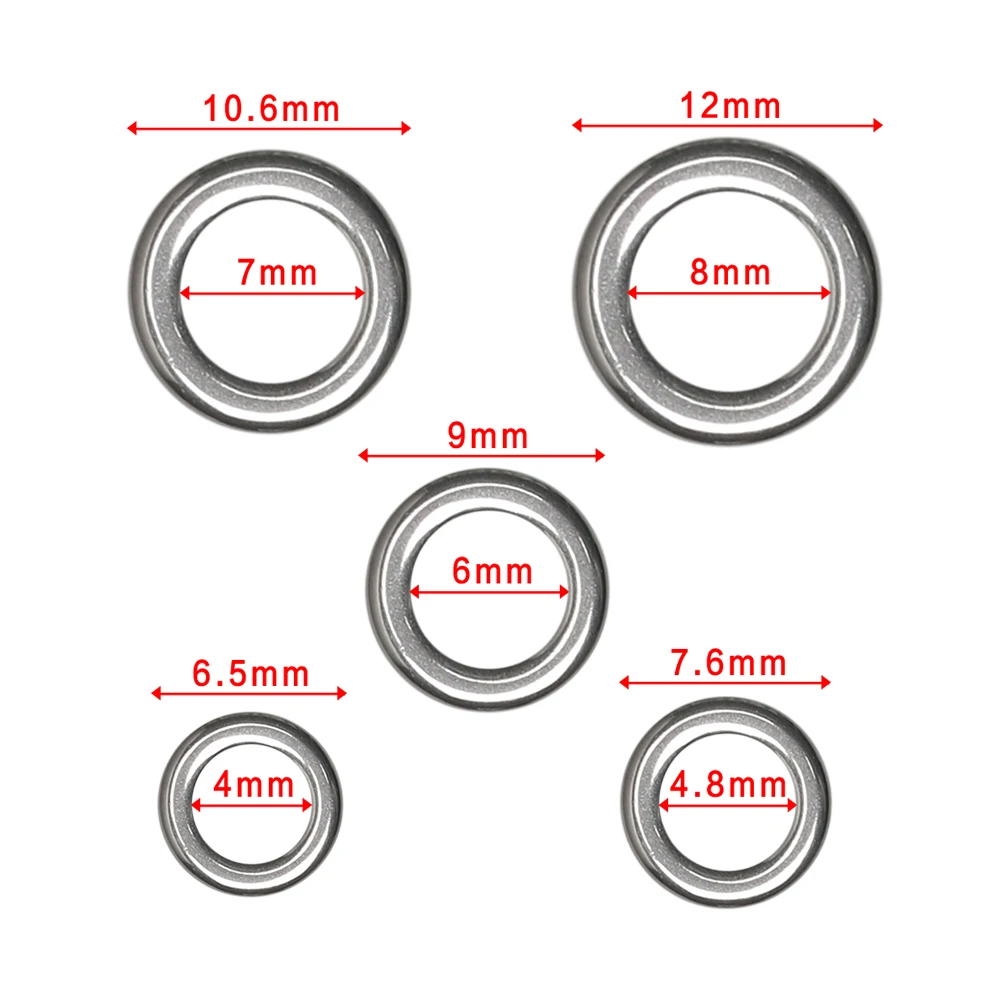 

50Pcs Silver Fishing Solid Stainless Steel Snap Split Ring XS/S/M/L/XL Lure Line Tackle Connector Fishing Connector Split Rings